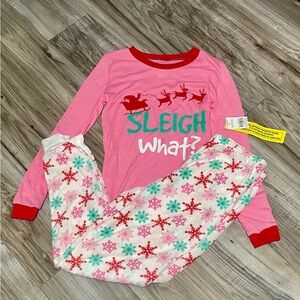 Sleigh What? Pink & White Kids Pajama Set